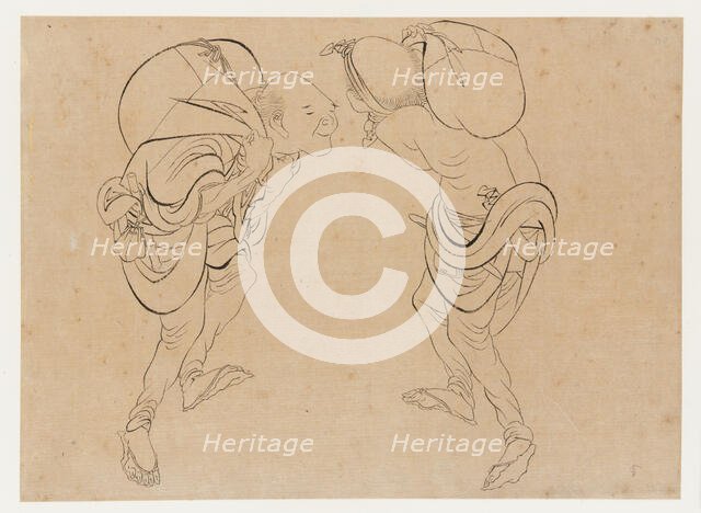 Laborers, late 18th-early 19th century. Creator: Hokusai.