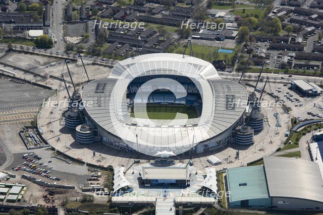 City of Manchester Stadium, home of Manchester City Football Club, Manchester, 2021. Creator: Damian Grady.