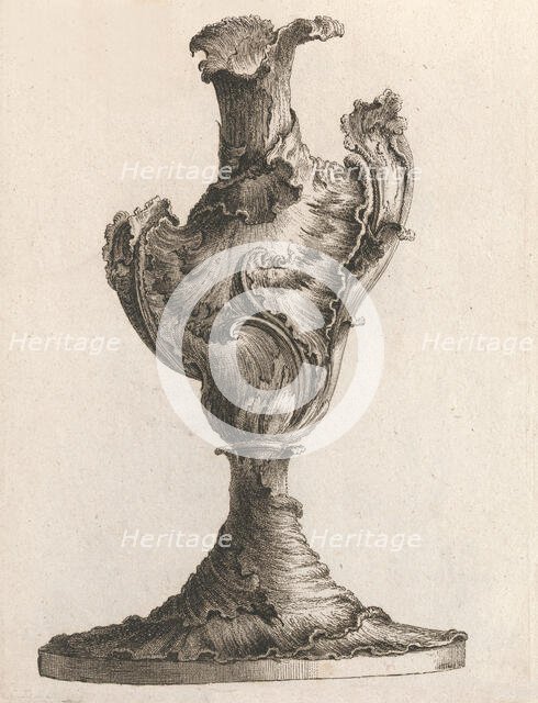 Design for a large Asymmetrical Vase, Plate 4 from: 'Neu inventierte Vasi a..., Printed ca. 1750-56. Creator: Jacob Gottlieb Thelot.
