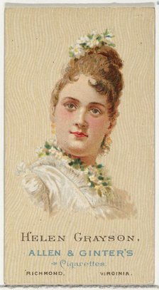 Helen Grayson, from World's Beauties, Series 2 (N27) for Allen & Ginter Cigarettes, 1888., 1888. Creator: Allen & Ginter.