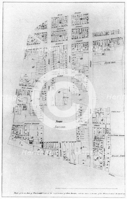 Plan of the Duke of Portland's estate, Soho Square, London, 1907. Artist: Unknown