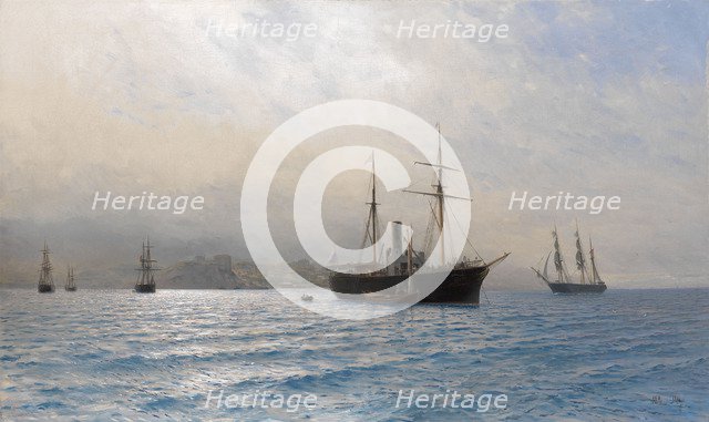 Russian Ship at the entrance to the Bosphorus strait, after the Russo-Turkish war of 1877–1878. Artist: Lagorio, Lev Felixovich (1827-1905)