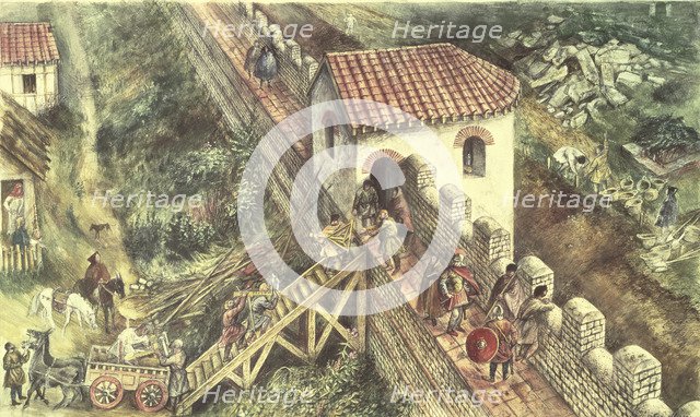 Roman bastion on the city wall, London, 4th century. Artist: Unknown