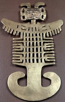 Cast gold Pre-Columbian figure pendant, Muisca, Colombia, 1000-1541. Artist: Unknown