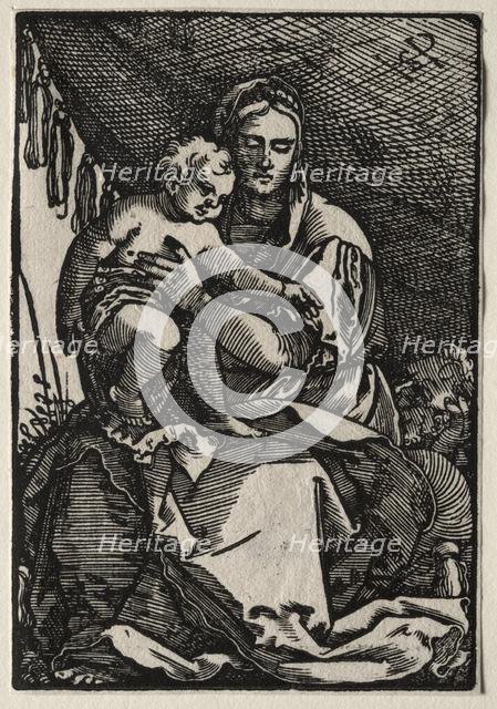 The Holy Family under a Tent. Creator: Hans Sebald Beham (German, 1500-1550).