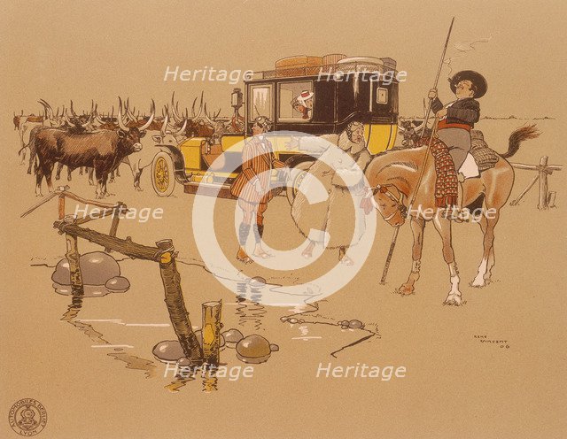 A Berliet car stuck in the middle of cattle, 1906. Artist: Unknown