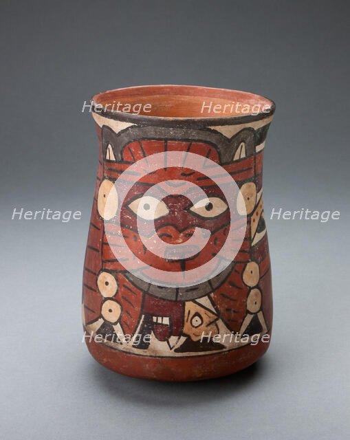 Beaker Depicting a Costumed Performer Holding Decapitated Head, 180 B.C./A.D. 500. Creator: Unknown.