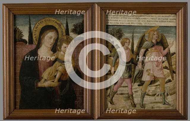 Madonna and Child (Obverse) and Tobias with Archangel Raphael (Reverse), c1460. Creator: Benozzo Gozzoli.