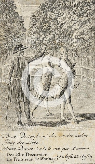 Plate 1 for C. L. Bretzner's 'The Marriage Broker', 1784. Creator: Daniel Nikolaus Chodowiecki.