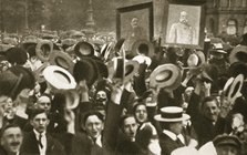 Crowd celebrating the Kaiser's proclamation of war against Great Britain, Berlin, 4 August, 1914. Artist: S and G