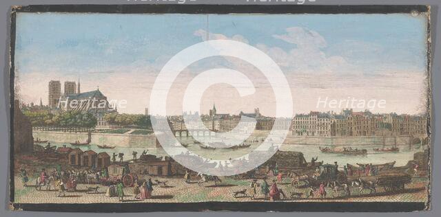 View of the city of Paris seen from the Quai de Miramion, 1700-1799. Creators: Anon, Jacques Rigaud.