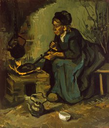 Peasant Woman Cooking by a Fireplace, 1885. Creator: Vincent van Gogh.