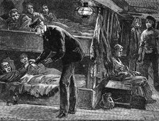 Taking the pulse of a sick Irish emigrant on board ship, (1840s) c1890. Artist: Unknown