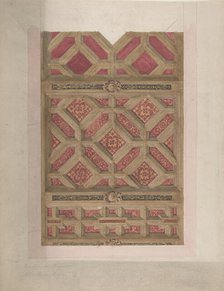 Design for Coffered Ceiling in Red and Gold, second half 19th century. Creators: Jules-Edmond-Charles Lachaise, Eugène-Pierre Gourdet.