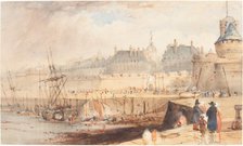 The Harbor of St. Malo at Low Tide, c. 1850. Creator: William Callow.