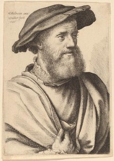 Man with Beard Looking Right (Hans Holbein?), 1646. Creator: Wenceslaus Hollar.