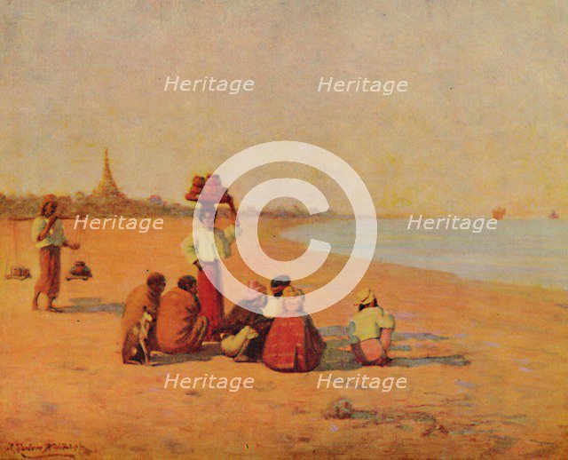 'On the Banks of the Irrawaddy - Waiting for the Steamer', 1913. Artist: James Raeburn Middleton.