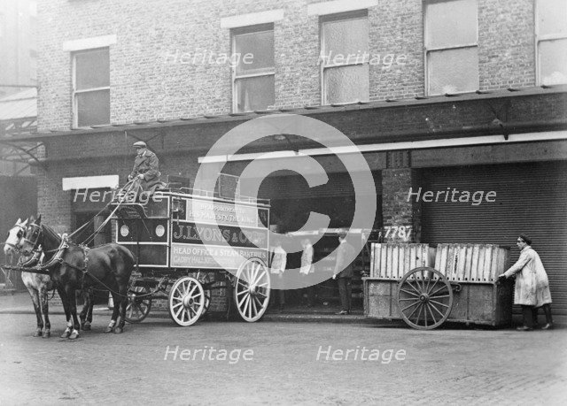 A horse drawn Lyons van, Cadby Hall, West Kensington, London. Artist: Unknown