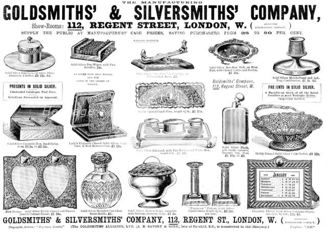 Advertisement for the Goldsmiths' & Silversmiths' Company, 1898. Creator: Unknown.
