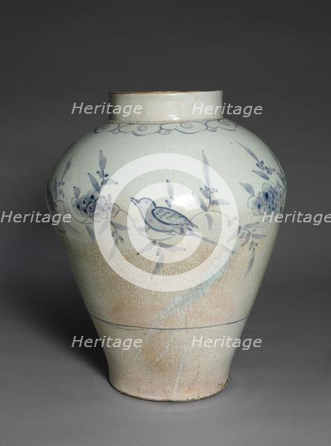 Jar with Bird and Flower Decoration, 1700s. Creator: Unknown.