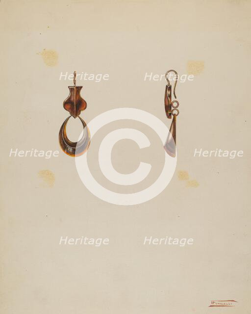 Earrings, c. 1939. Creator: Frank Fumagalli.