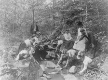 Students from Western High School studying biology outdoors at a stream, Washington, D.C., (1899?). Creator: Frances Benjamin Johnston.