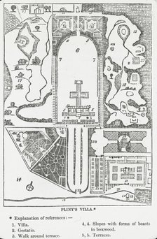 Reproduction of plan showing Pliny's villa, between 1915 and 1925. Creator: Frances Benjamin Johnston.