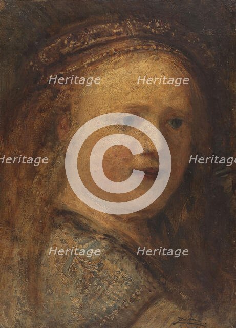 Etude de femme, copie d'après Rembrandt, 1853. Creator: Felix Francois Georges Philibert Ziem.