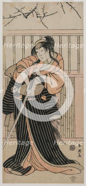 Actor Iwai Hanshiro IV as a Young Woman with a Sword, 1791. Creator: Katsukawa Shunei (Japanese, 1762-1819).