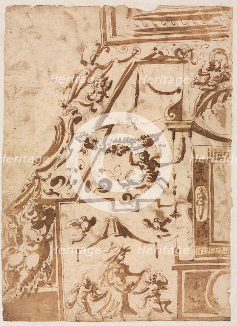 Grotesque with a Leaping Centaur (verso), c. 1565/1588. Creator: Marco Marchetti (Italian, 1565-1588).