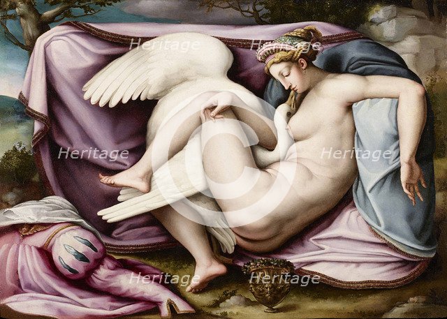 Leda and the Swan. Artist: Buonarroti, Michelangelo, (Copy) 