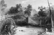 'The Bridge at Bhurkote', 1845. Creator: William Purser.