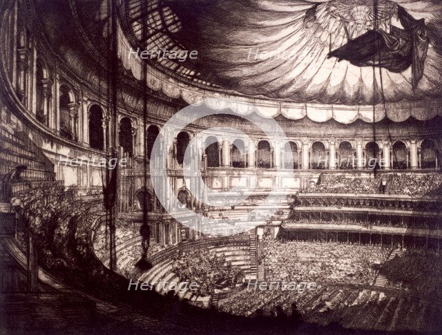 Interior view of the Royal Albert Hall, Kensington, London, 1916. Artist: Anon