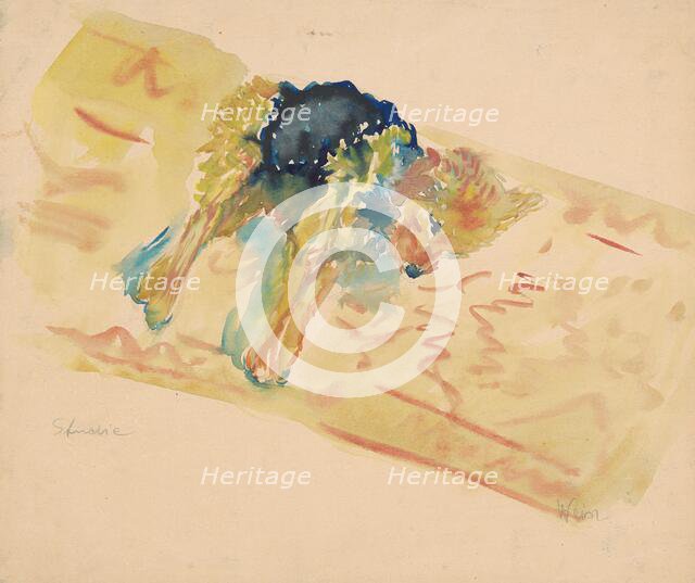 A reclining dog, 1940-1944. Creator: Arnold Peter Weisz-Kubincan.