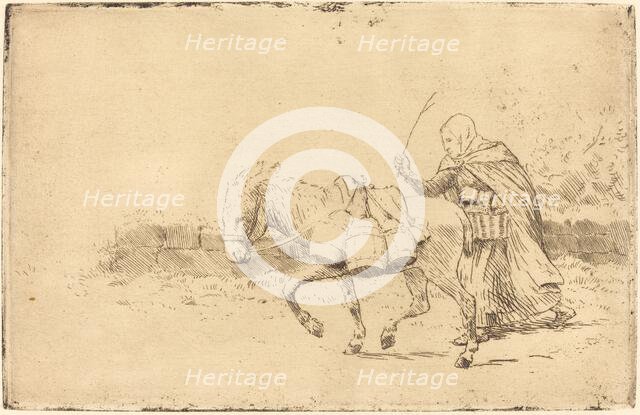Milkmaid of Boulogne, 1st plate (Laitiere a Boulogne). Creator: Alphonse Legros.