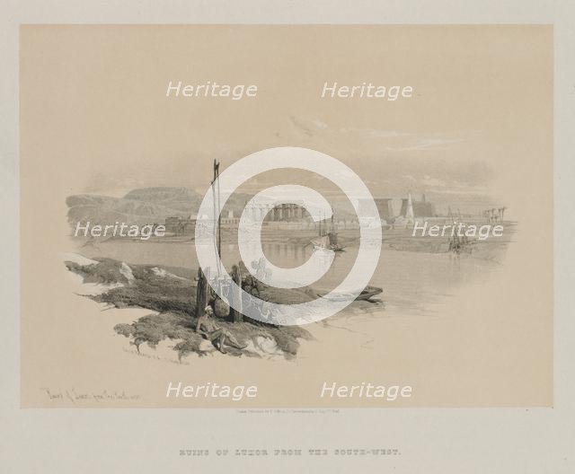 Egypt and Nubia, Volume I: Ruins of Luxor from the South-West, 1846. Creator: Louis Haghe (British, 1806-1885); F.G.Moon, 20 Threadneedle Street, London.