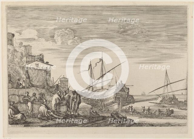 View of Several Houses Facing the Port, probably c. 1654/1655. Creator: Stefano della Bella.
