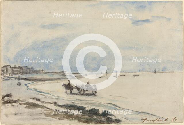 Cart on the Beach at Etretat, 1862. Creator: Johan Barthold Jongkind.