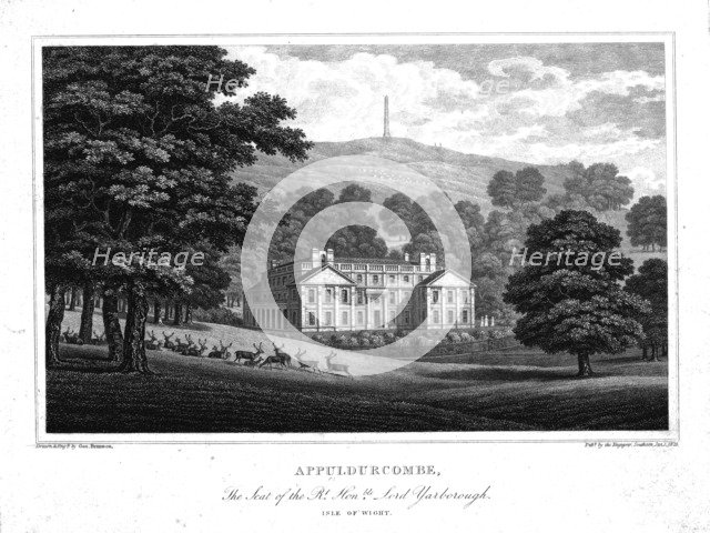 'Appuldurcombe, The Seat of the Rt. Hon.ble Lord Yarborough. Isle of Wight.', c1825. Artist: George Brannon.