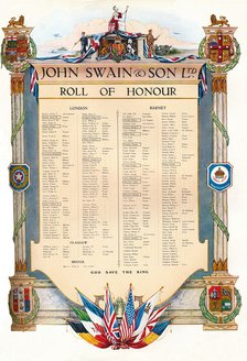 'John Swain & Son Ltd. Roll of Honour', 1917. Artist: John Swain & Son.