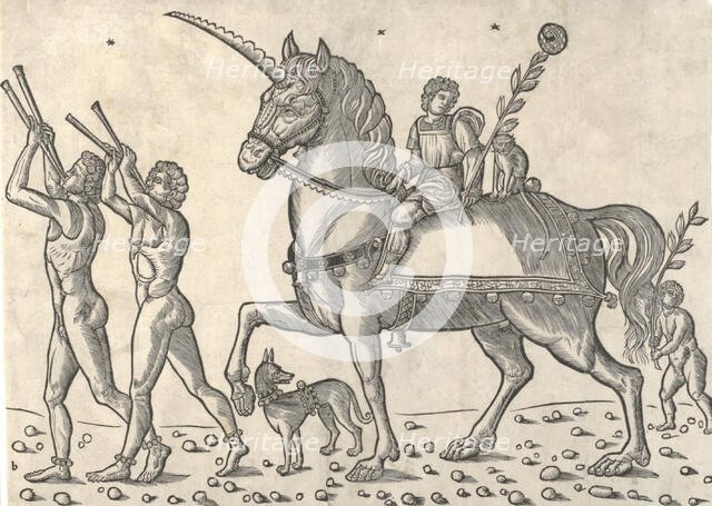 Trumpeters leading Ceasar on horseback, from 'The Triumphs of Caesar', 1504., Creator: Jacob von Strassburg.