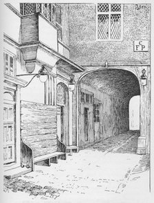 'The Entrance to Speaker's Ward as it appeared before the fire', c1897. Artist: William Patten.