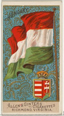 Hungary, from Flags of All Nations, Series 2 (N10) for Allen & Ginter Cigarettes Brands, 1890. Creator: Allen & Ginter.