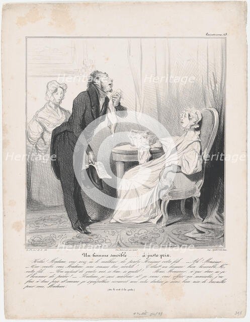 Plate 43: Un homme sensible...à juste prix, 1838.  Creator: Honore Daumier.