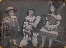 Three Children in Costume, 1850s. Creator: Unknown.