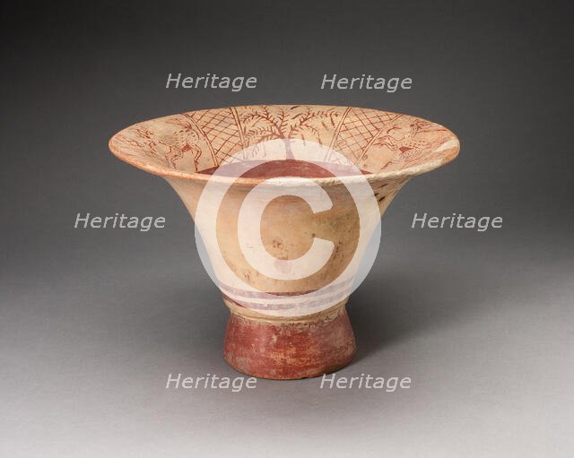 Flaring Bowl Depicting a Deer Hunting Scene on Inner Rim, 100 B.C./A.D. 500. Creator: Unknown.