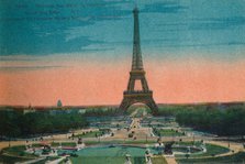 Panorama of the Jardins du Trocadéro and the Eiffel Tower, Paris, c1920. Artist: Unknown.