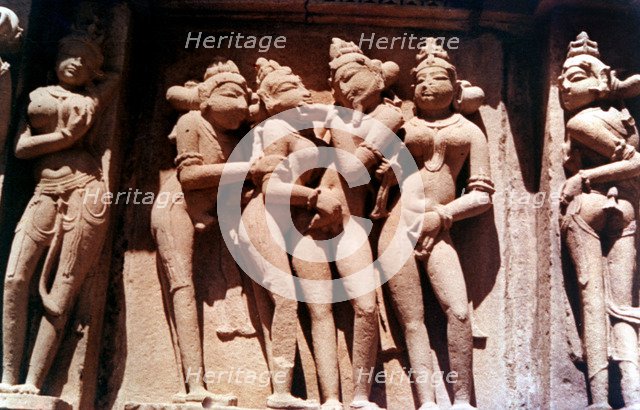 Erotic Sculpture, Hindu Temple, Khajuraho, India, 950 - 1050. Artist: Unknown