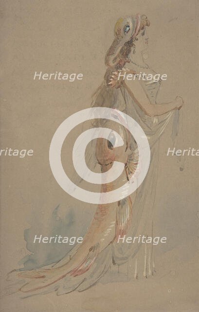 Woman Wearing a Costume Whose Bustle and Headdress are the Shape..., 2nd half 19th cent. Creator: Anon.