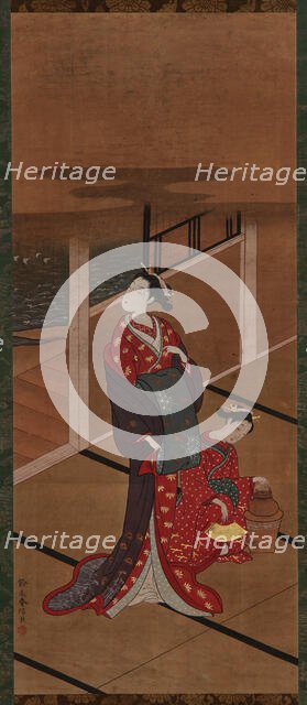 Interior: A Yujo and an Attendant Heating Water, Edo period, 1615-1868. Creator: Unknown.